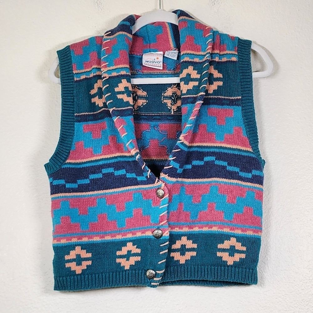 Nuovo Vintage Southwestern Tribal Aztec Sweater Vest M